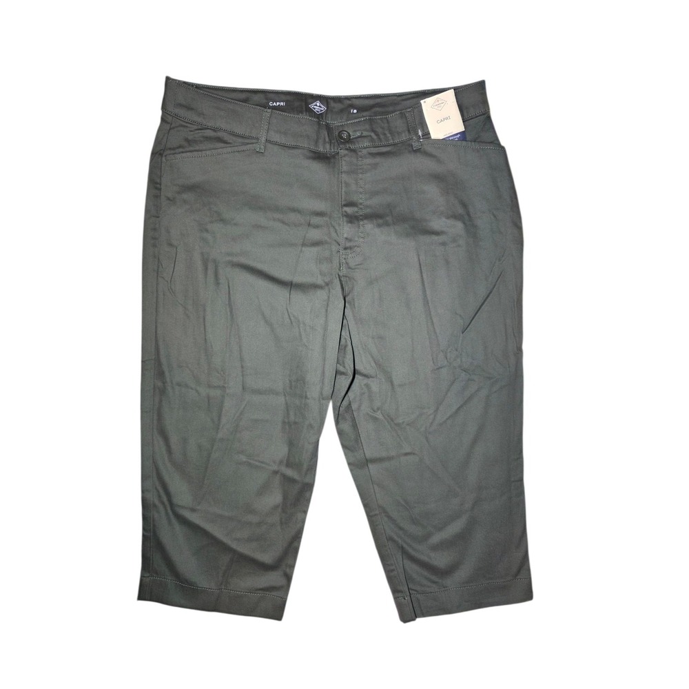 St. John's Bay Olive Green Capri Chino Pants Mid Rise‎ 18 NWT